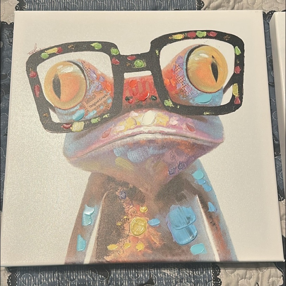 3 mixed media canvas painted cute animals art print - Picture 8 of 8